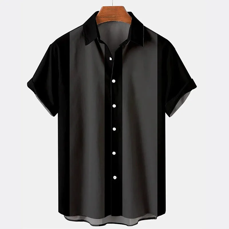 1950s Style Men's Floral Print Button-Up Shirt with Long Sleeves