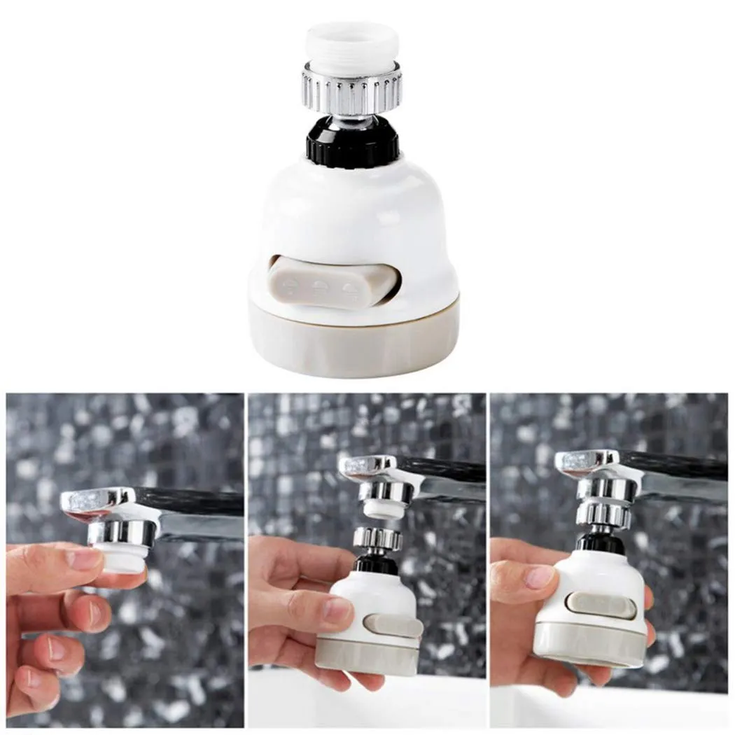 360 Degree Movable Faucet Aerator, Water-Saving Sprinkler and Device, 3-Gear Adjustable Head Nozzle Universal Adapter Sprayer for Kitchen and Bathroom