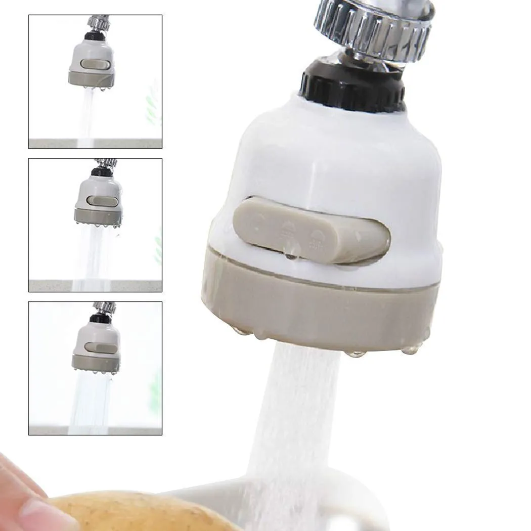 360 Degree Movable Faucet Aerator, Water-Saving Sprinkler and Device, 3-Gear Adjustable Head Nozzle Universal Adapter Sprayer for Kitchen and Bathroom