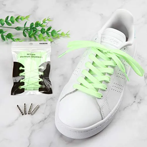 5Chaos Neon Glow Shoelaces, Cool Funny Green Shoe Laces for Women Kids Girls Men, Fun Custom Shoestring with Aglets 1Pair (39" (100CM), Neon Green)