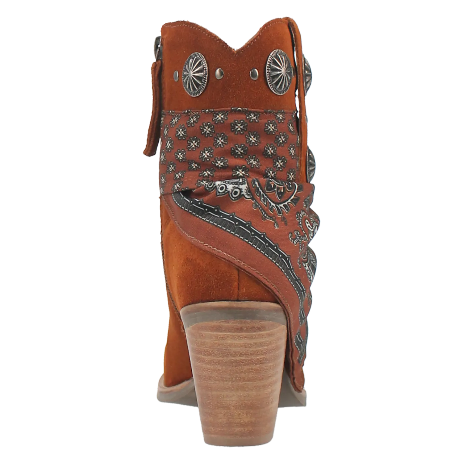 Bandida Brown Suede Silver Concho Bandana Wrapped Booties (DS)