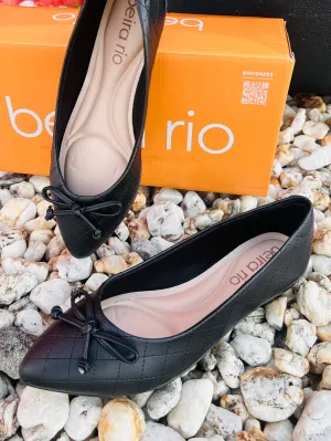 Beira Rio Ladies Comfort Cross-Hatched Mini-Heel Bow-Decor Whole Shoes