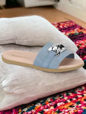 Beira Rio Ladies Comfort Silver Decor Slides (Only Size 38/7, 39/8 & 40/9)