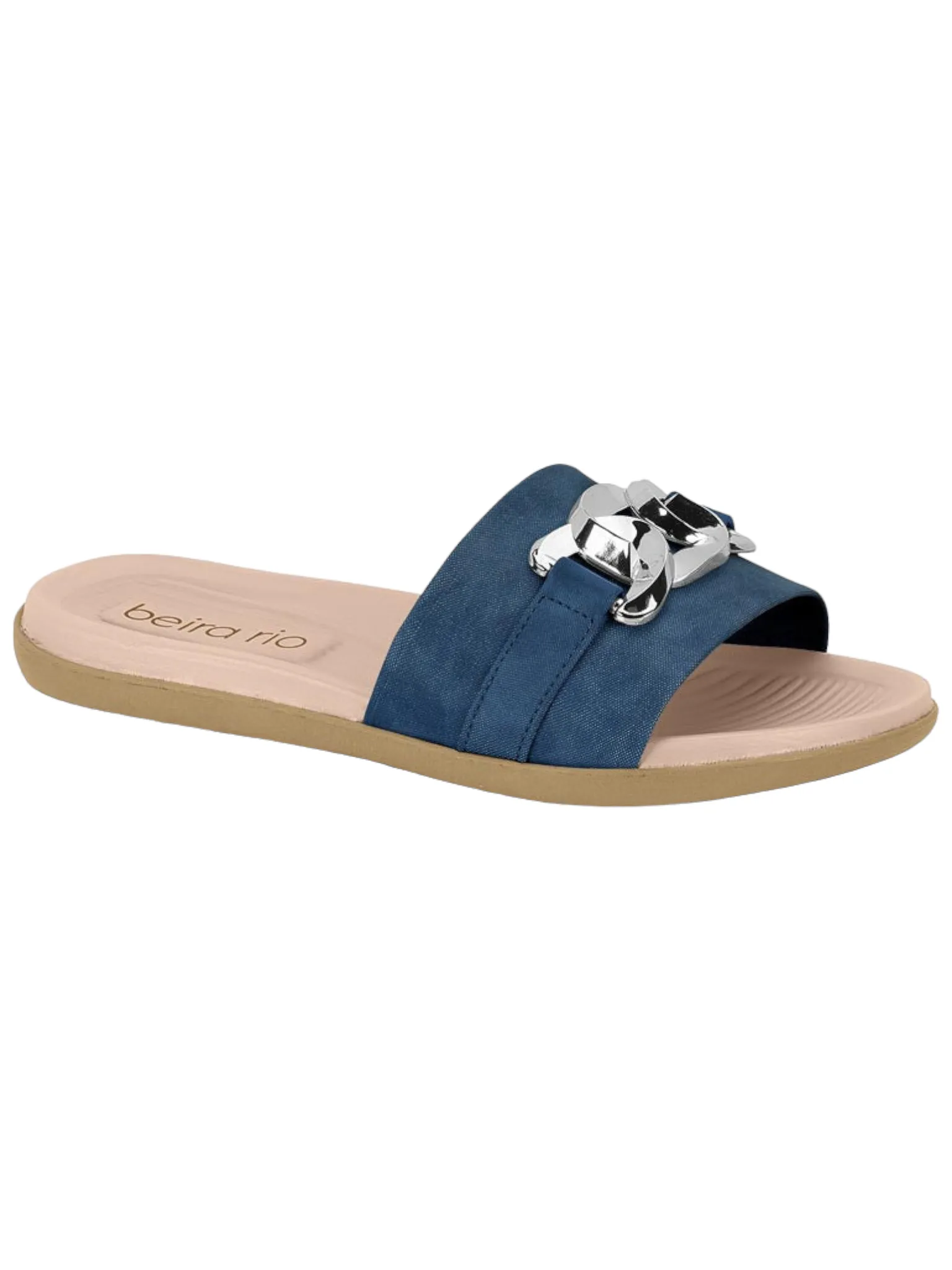 Beira Rio Ladies Comfort Silver Decor Slides (Only Size 38/7, 39/8 & 40/9)