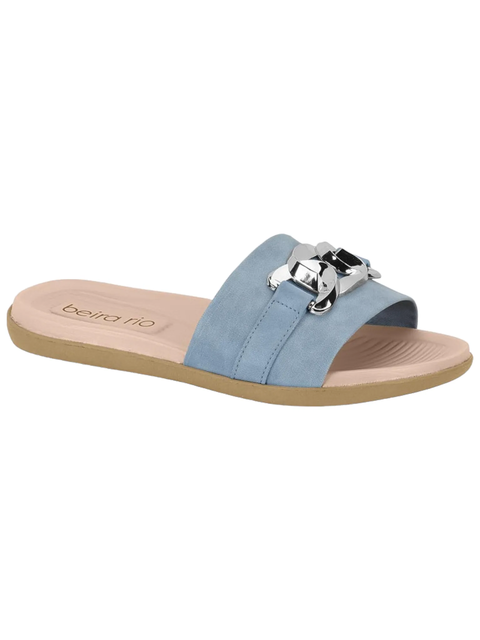 Beira Rio Ladies Comfort Silver Decor Slides (Only Size 38/7, 39/8 & 40/9)