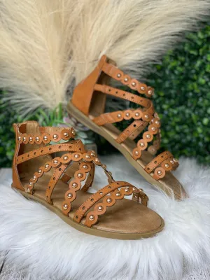 Berkley Studded Strappy Sandal-Cognac