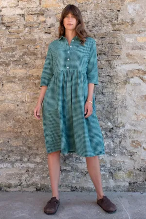 Bibico Bea Shirt Dress Duck Egg Blue Gingham