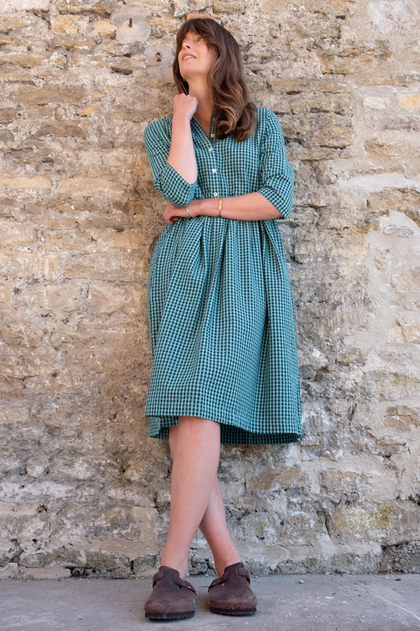 Bibico Bea Shirt Dress Duck Egg Blue Gingham