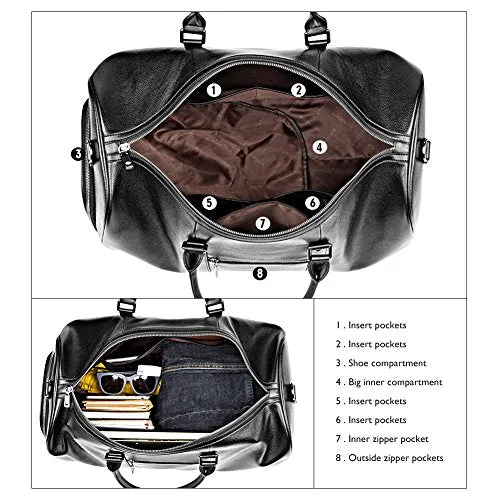 Bostanten Genuine Leather Travel Weekender Overnight Duffel Bag Gym Sports Luggage Bags For Men