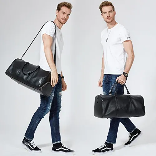 Bostanten Genuine Leather Travel Weekender Overnight Duffel Bag Gym Sports Luggage Bags For Men