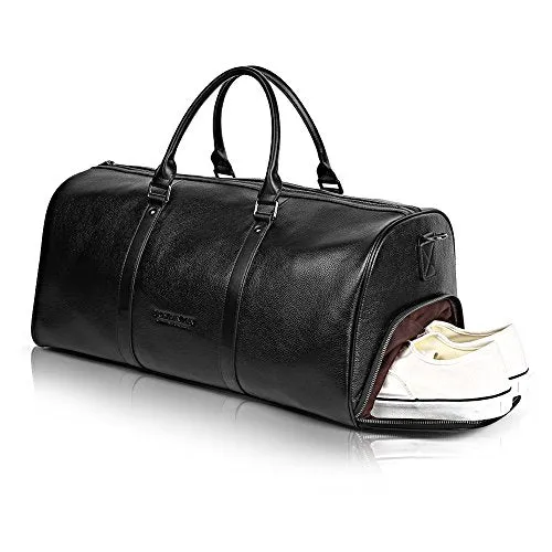 Bostanten Genuine Leather Travel Weekender Overnight Duffel Bag Gym Sports Luggage Bags For Men