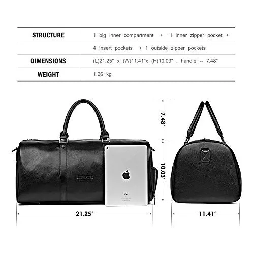Bostanten Genuine Leather Travel Weekender Overnight Duffel Bag Gym Sports Luggage Bags For Men