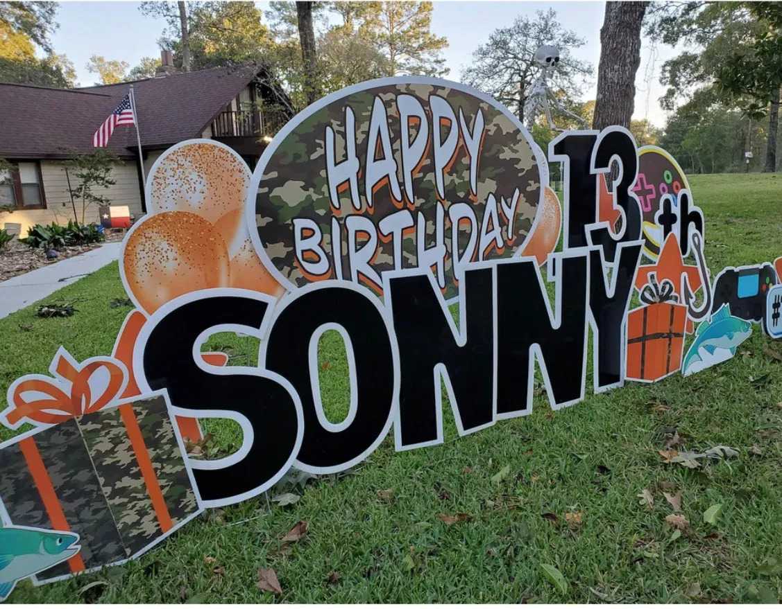 Camo Birthday Lawn Sign Rental
