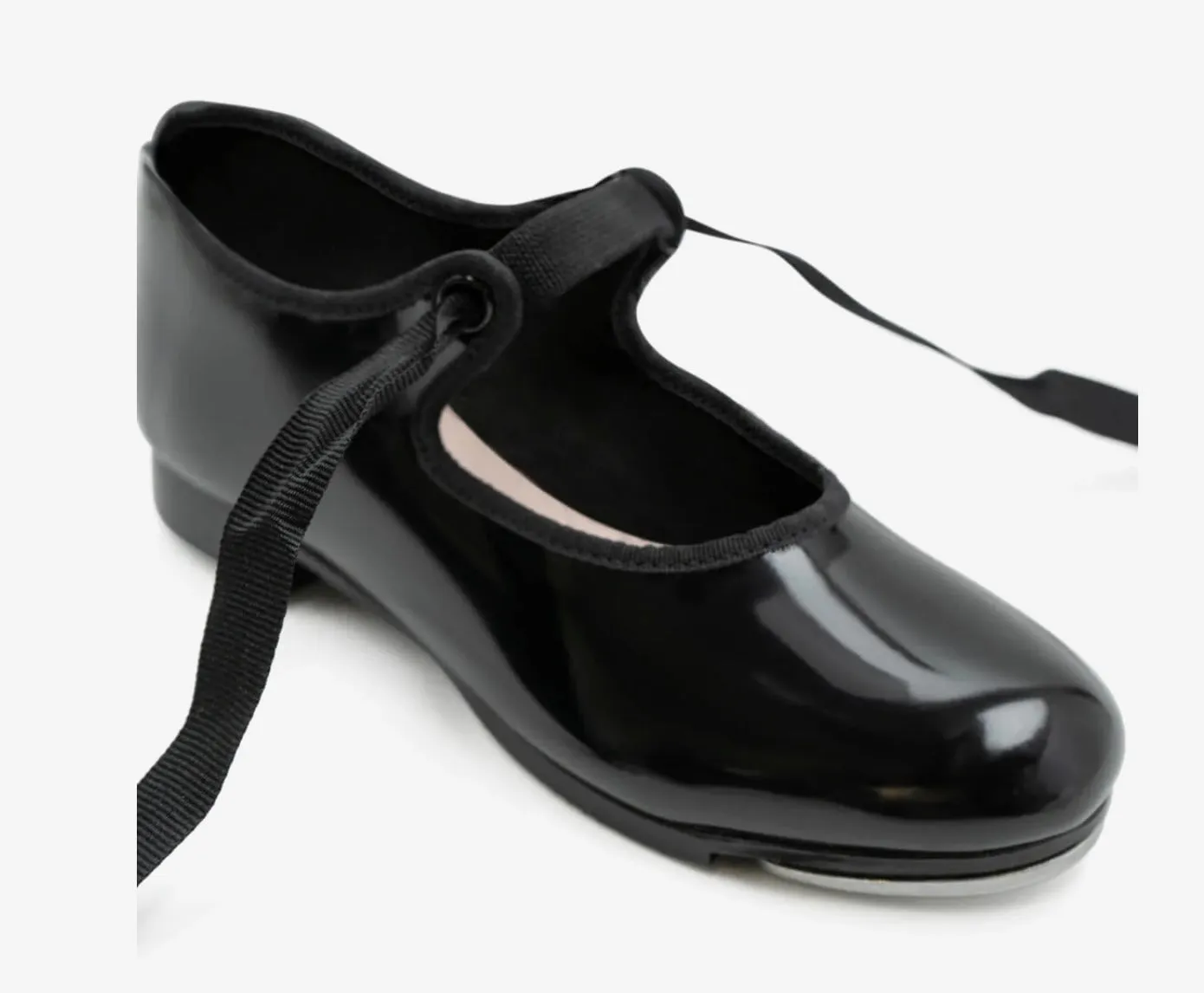 Capezio “Jr Tyette” Patent Leather Ribbon Tap Shoe: Size 8 to 3