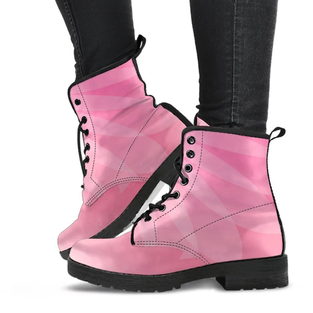 Combat Boots - Shades in Sweet Pink |  Boho Shoes, Handmade Lace Up Boots, Vegan Leather Lace Up Boots, Aesthetic Shoes, Sorority Shoes