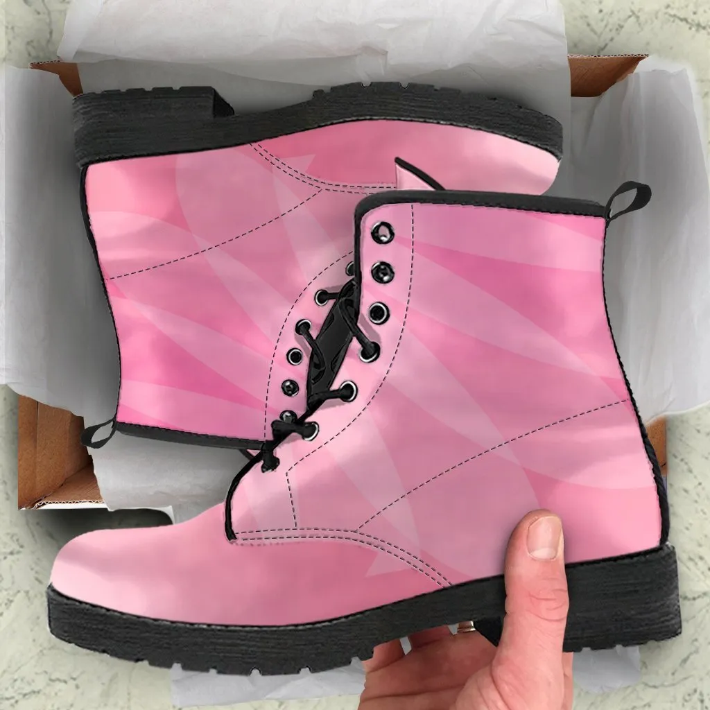 Combat Boots - Shades in Sweet Pink |  Boho Shoes, Handmade Lace Up Boots, Vegan Leather Lace Up Boots, Aesthetic Shoes, Sorority Shoes