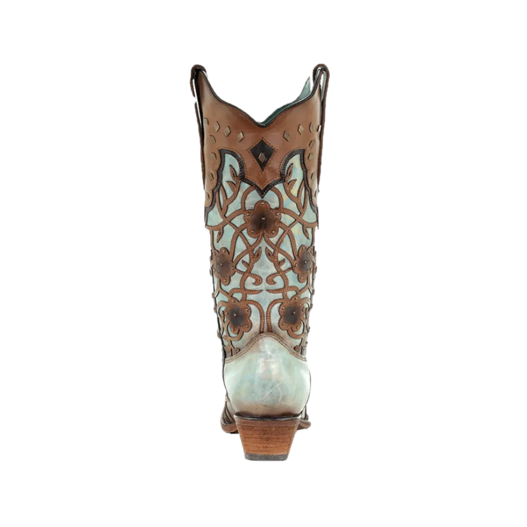 Corral Boots Women's Mint Maple Flowers Overlay & Studs Womens West Boots