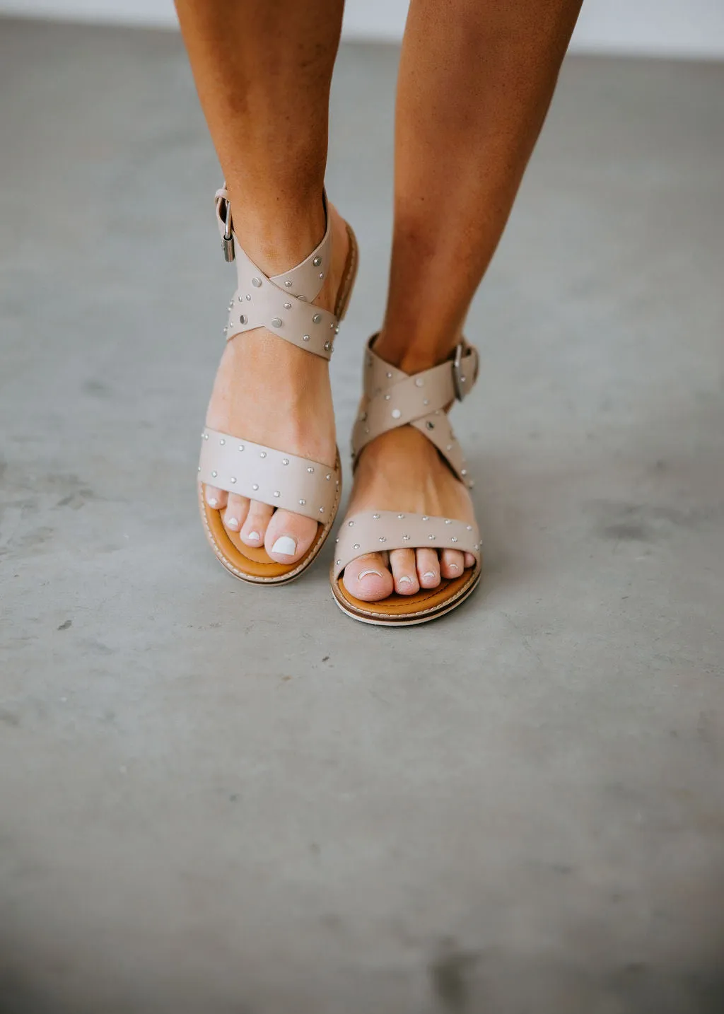 Cross Me Studded Sandals