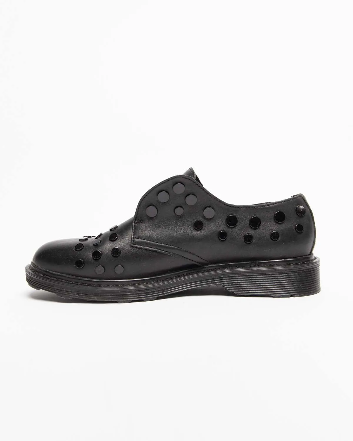 Cult black leather studded slip-on shoes