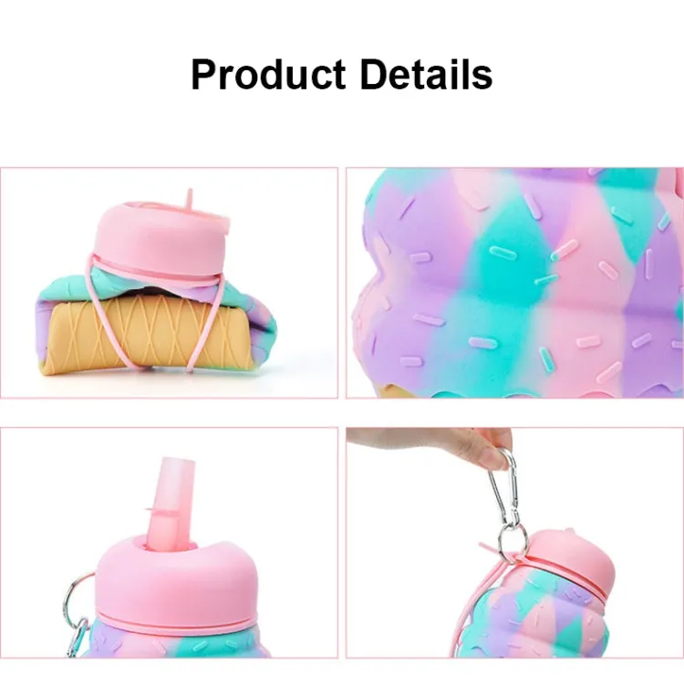 Cute Cartoon Foldable Sports Water Bottle, Color: Ice Cream