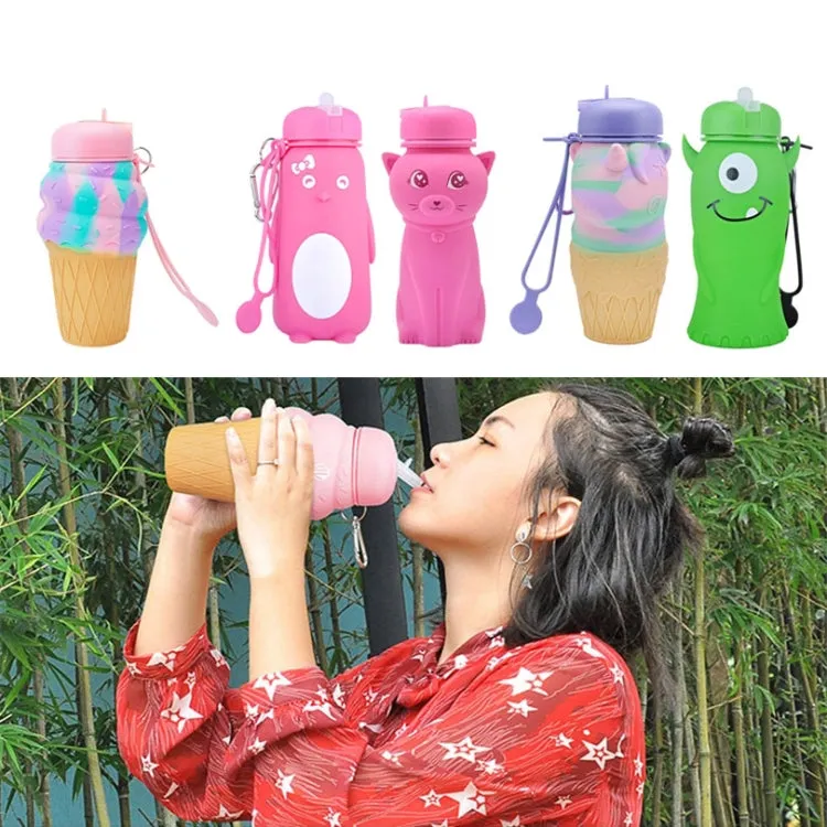 Cute Cartoon Foldable Sports Water Bottle, Color: Ice Cream