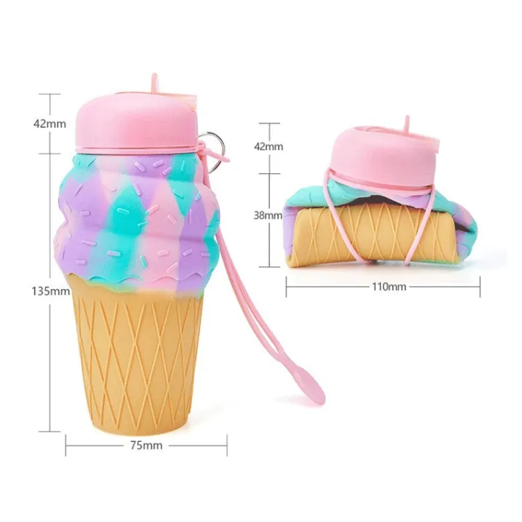 Cute Cartoon Foldable Sports Water Bottle, Color: Ice Cream
