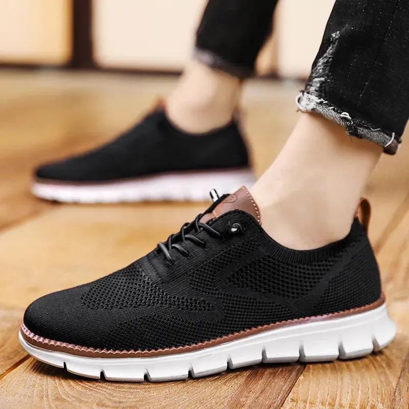 Cuzcare Orthopedic Men Shoes Ultra-light Flyknit Comfort Slip on Loafers Urban Shoes