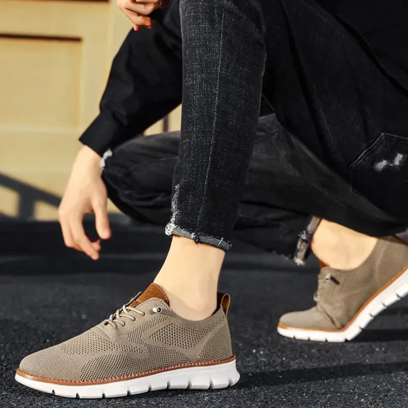Cuzcare Orthopedic Men Shoes Ultra-light Flyknit Comfort Slip on Loafers Urban Shoes
