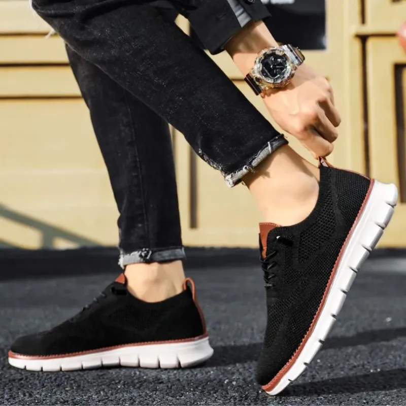 Cuzcare Orthopedic Men Shoes Ultra-light Flyknit Comfort Slip on Loafers Urban Shoes