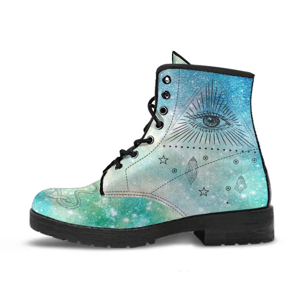 Fashion Combat Boots - Esoteric Art #101 | Unisex Custom Shoes, Vegan Leather Boots Women, Women's Boots, Boots Men, Aesthetic Shoes