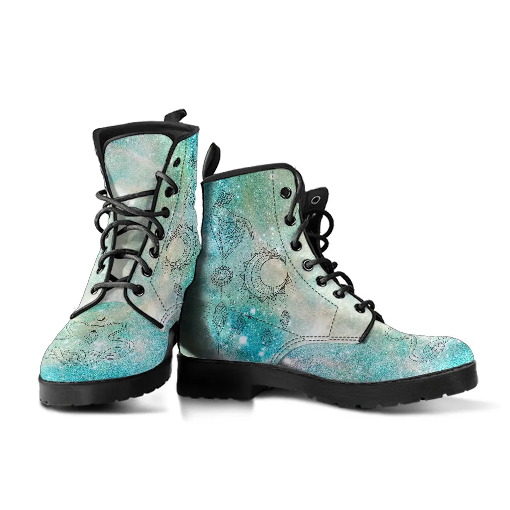 Fashion Combat Boots - Esoteric Art #101 | Unisex Custom Shoes, Vegan Leather Boots Women, Women's Boots, Boots Men, Aesthetic Shoes