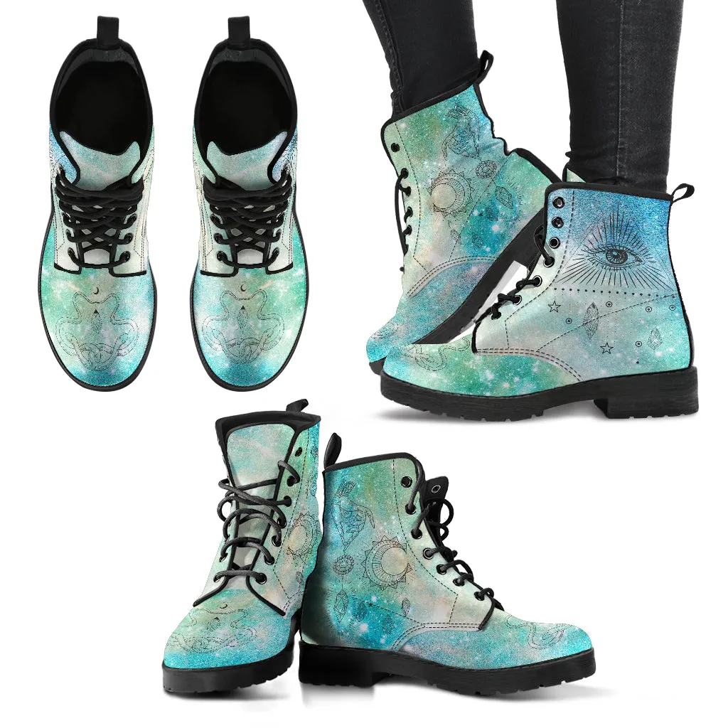 Fashion Combat Boots - Esoteric Art #101 | Unisex Custom Shoes, Vegan Leather Boots Women, Women's Boots, Boots Men, Aesthetic Shoes