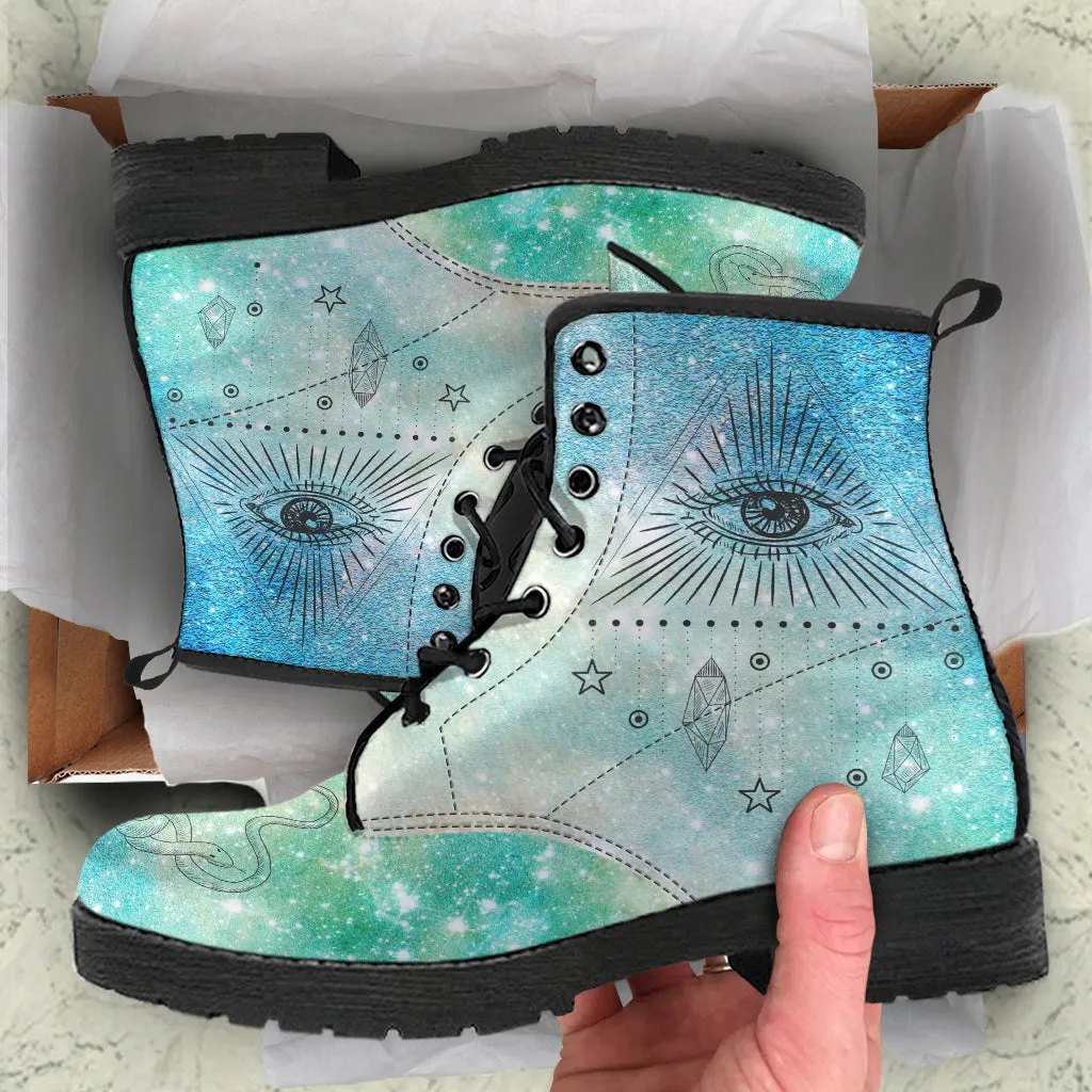 Fashion Combat Boots - Esoteric Art #101 | Unisex Custom Shoes, Vegan Leather Boots Women, Women's Boots, Boots Men, Aesthetic Shoes