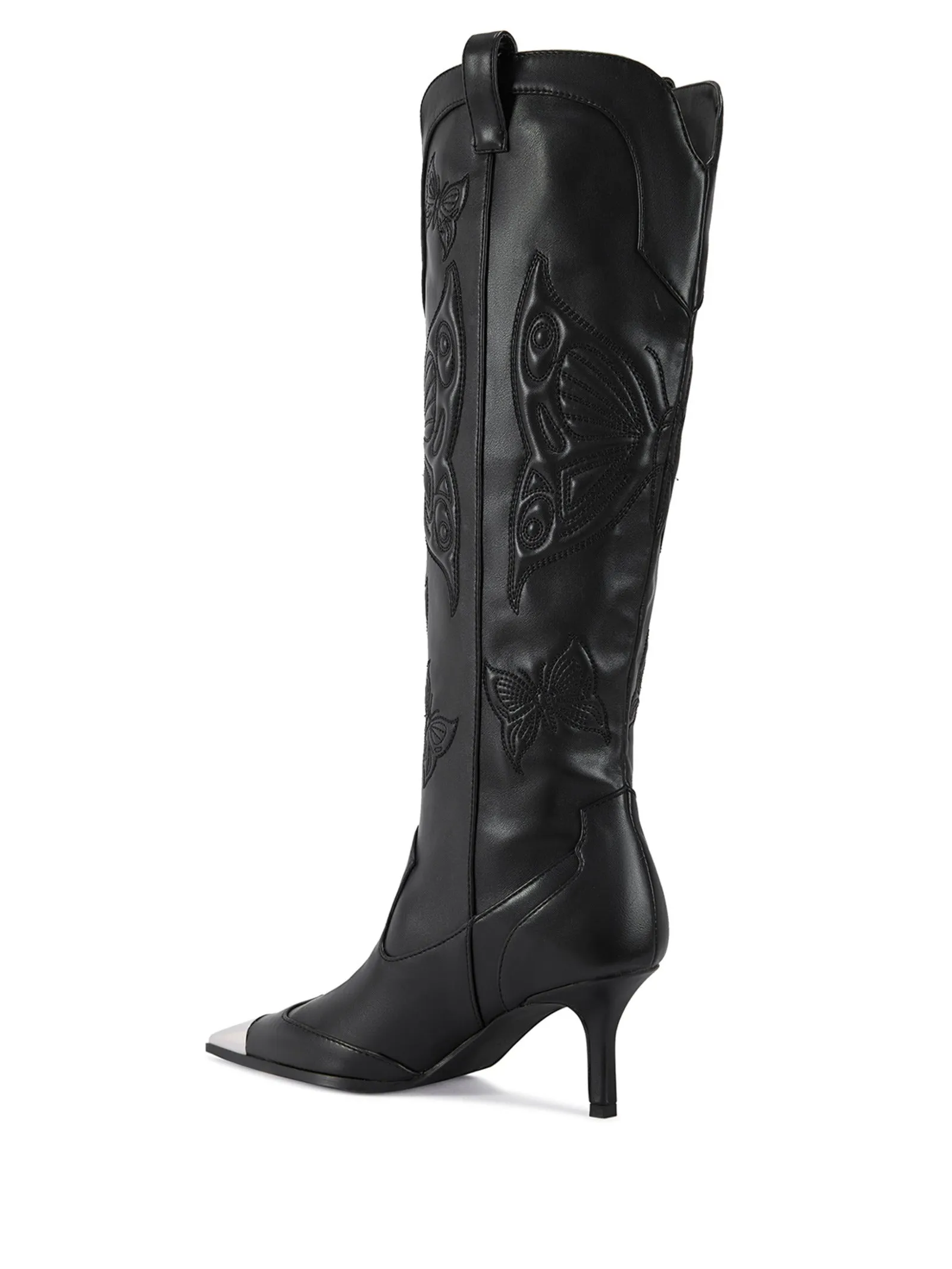 FLORYAN-BLACK WESTERN STILETTO BOOT