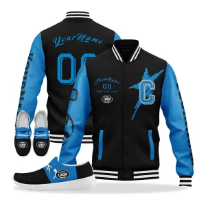 Gift Ideas,Custom Black Blue Carolina Jacket and Sports Shoes Combo Offer Personalized Combo ZH-D020294-5