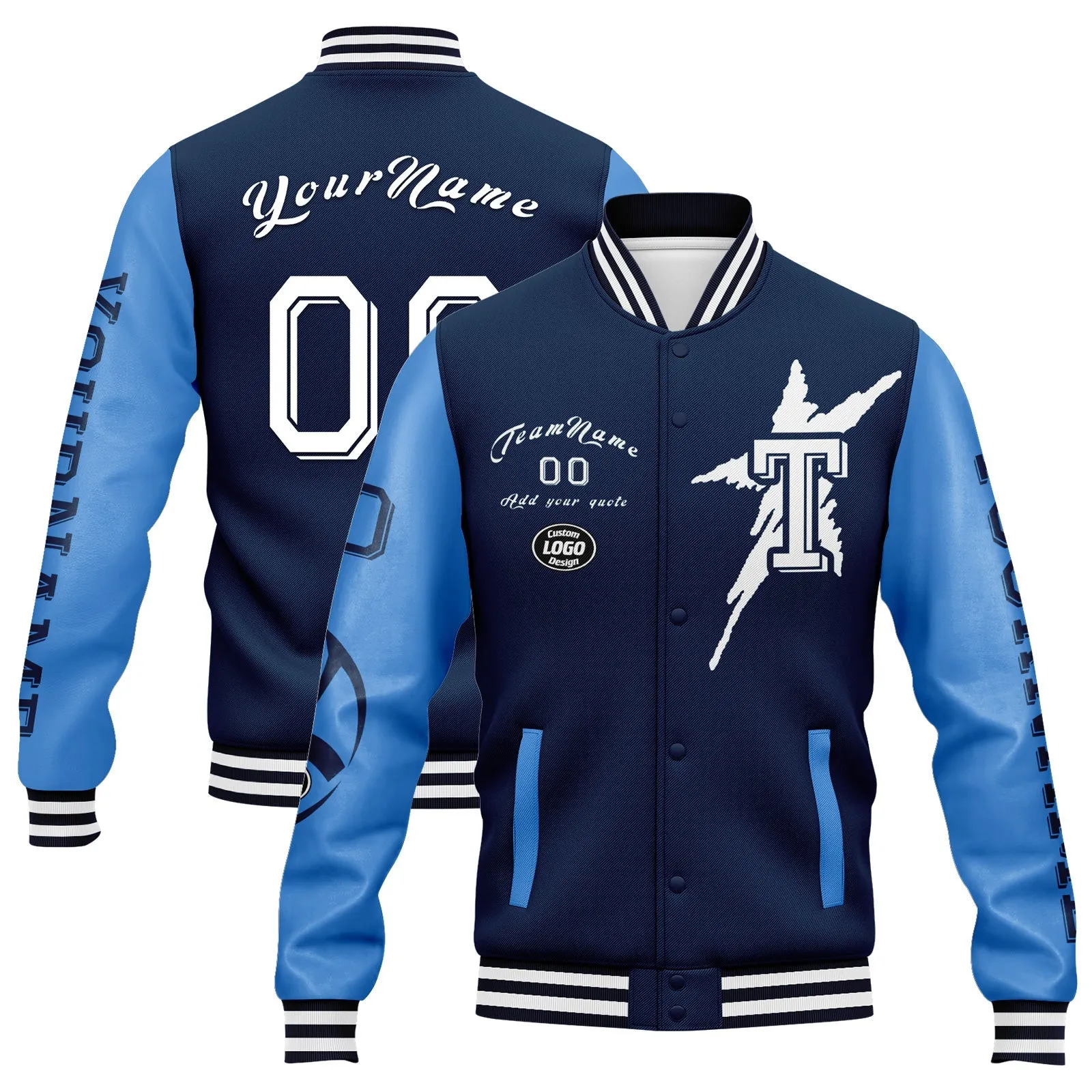 Gift Ideas,Custom Black Blue Carolina Jacket and Sports Shoes Combo Offer Personalized Combo ZH-D020294-5