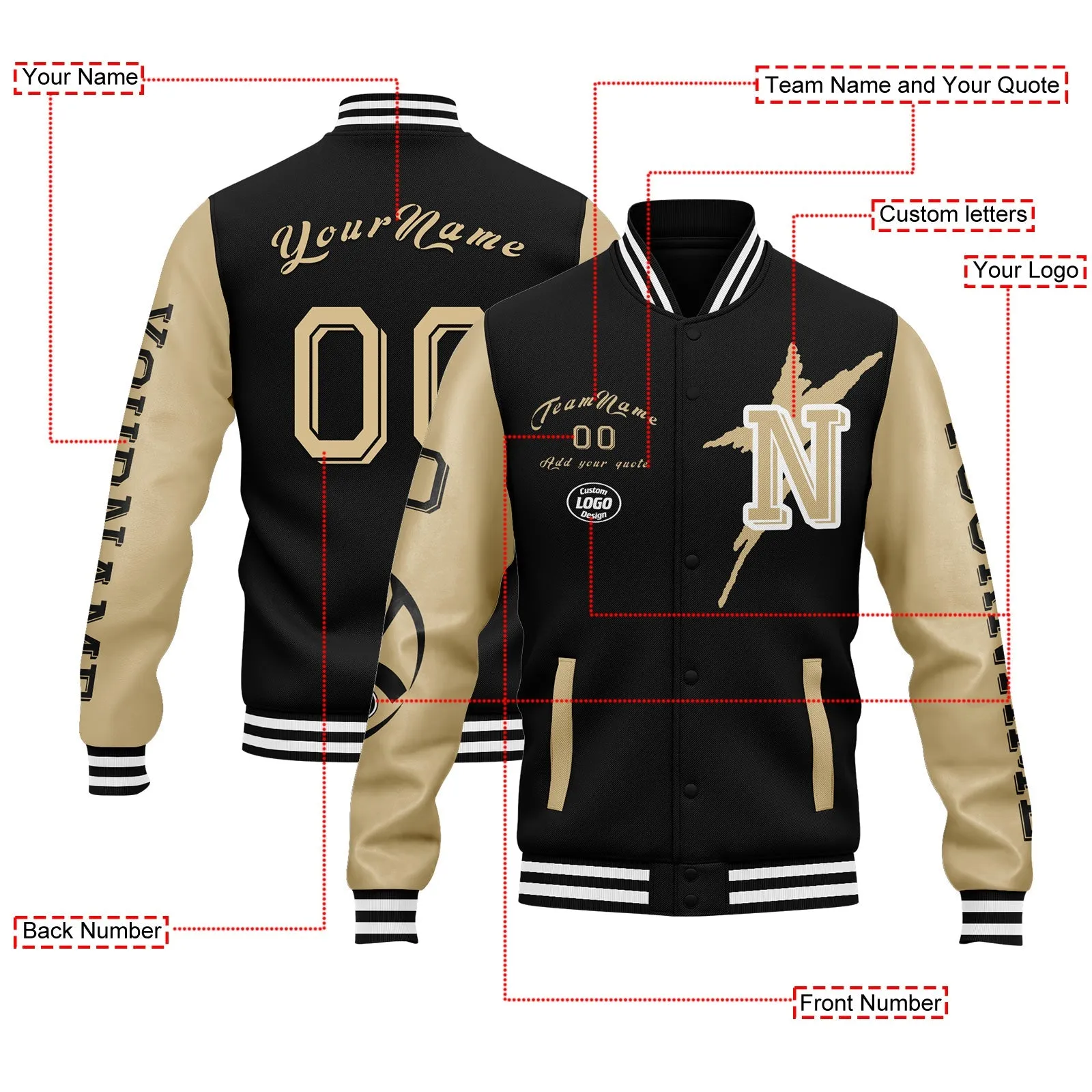 Gift Ideas,Custom Black Gold New Orleans Jacket and Sports Shoes Combo Offer Personalized Combo ZH-D020294-19