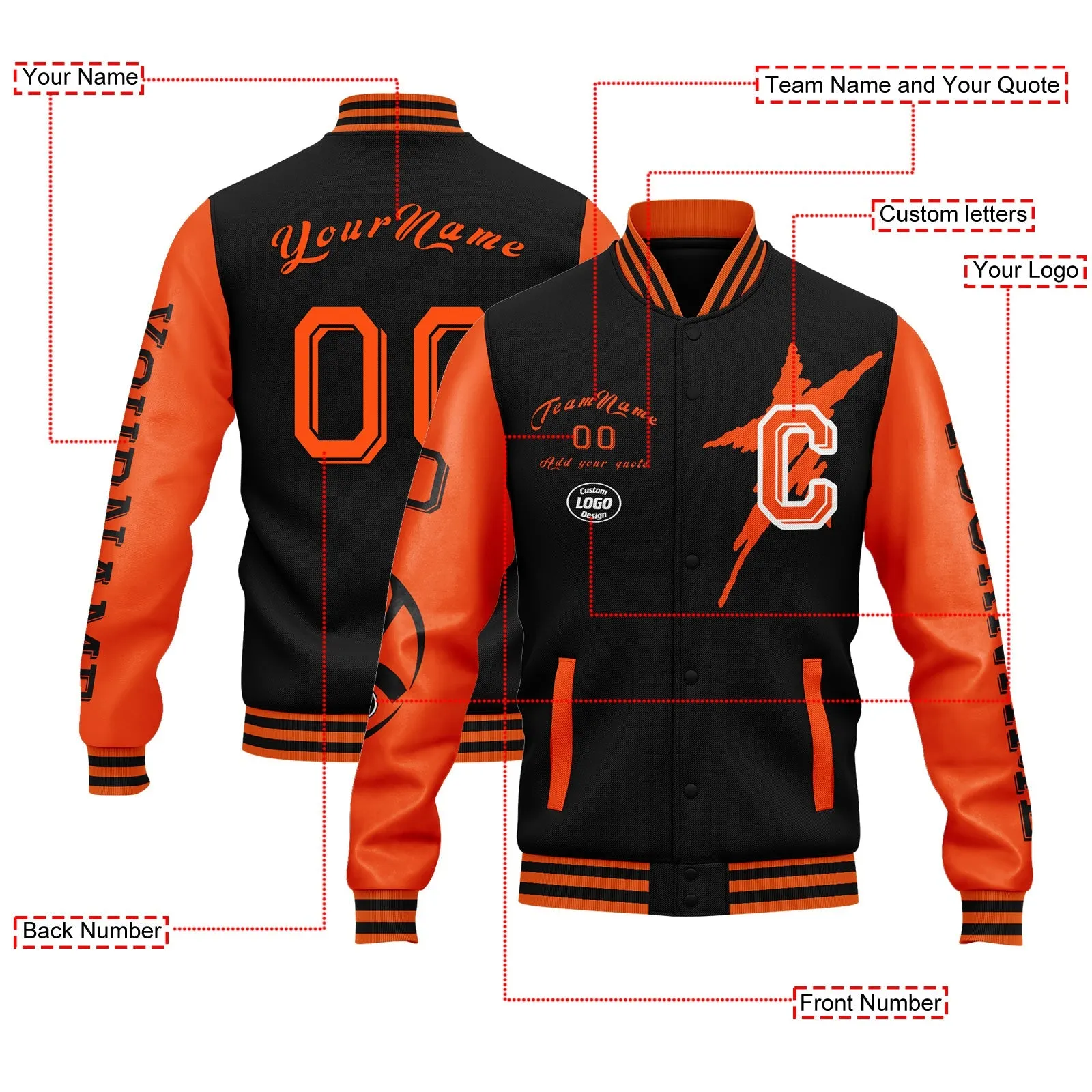 Gift Ideas,Custom Black Orange Cincinnati Jacket and Sports Shoes Combo Offer Personalized Combo ZH-D020294-6