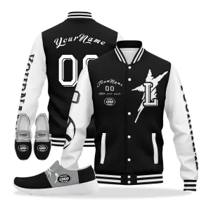 Gift Ideas,Custom Black White Gray Las Vegas Jacket and Sports Shoes Combo Offer Personalized Combo ZH-D020294-20