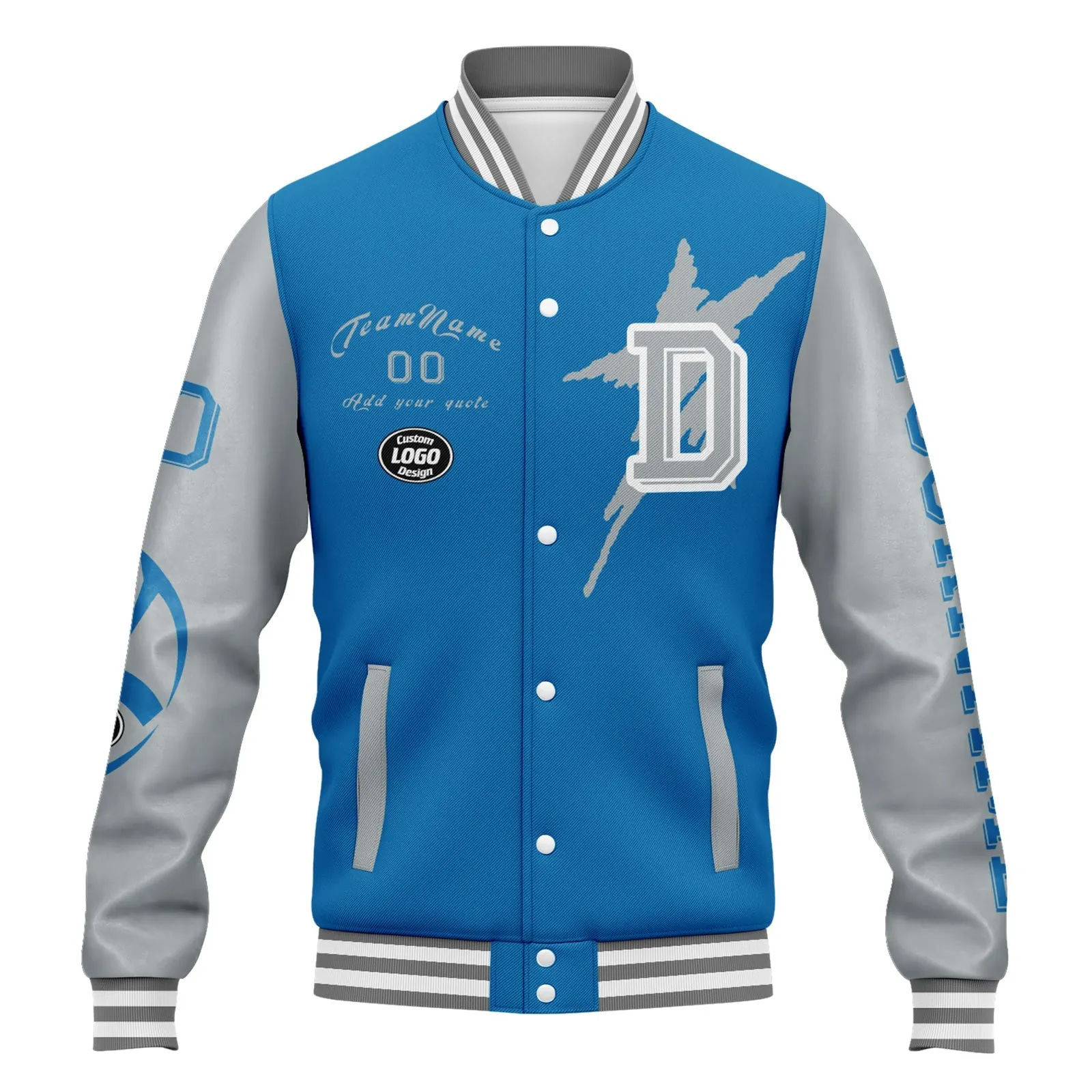 Gift Ideas,Custom Blue Gray Detroit Jacket and Sports Shoes Combo Offer Personalized Combo ZH-D020294-11