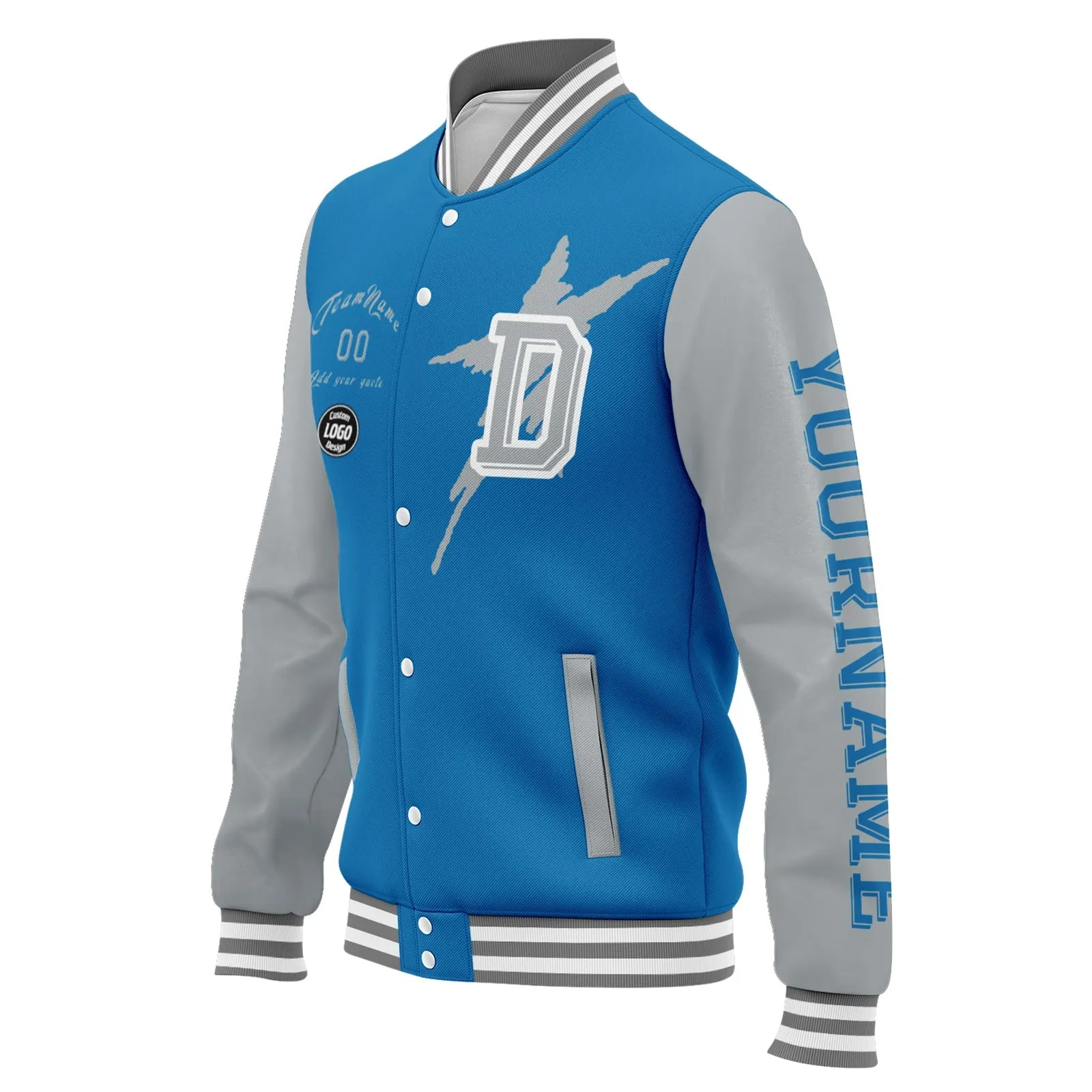 Gift Ideas,Custom Blue Gray Detroit Jacket and Sports Shoes Combo Offer Personalized Combo ZH-D020294-11