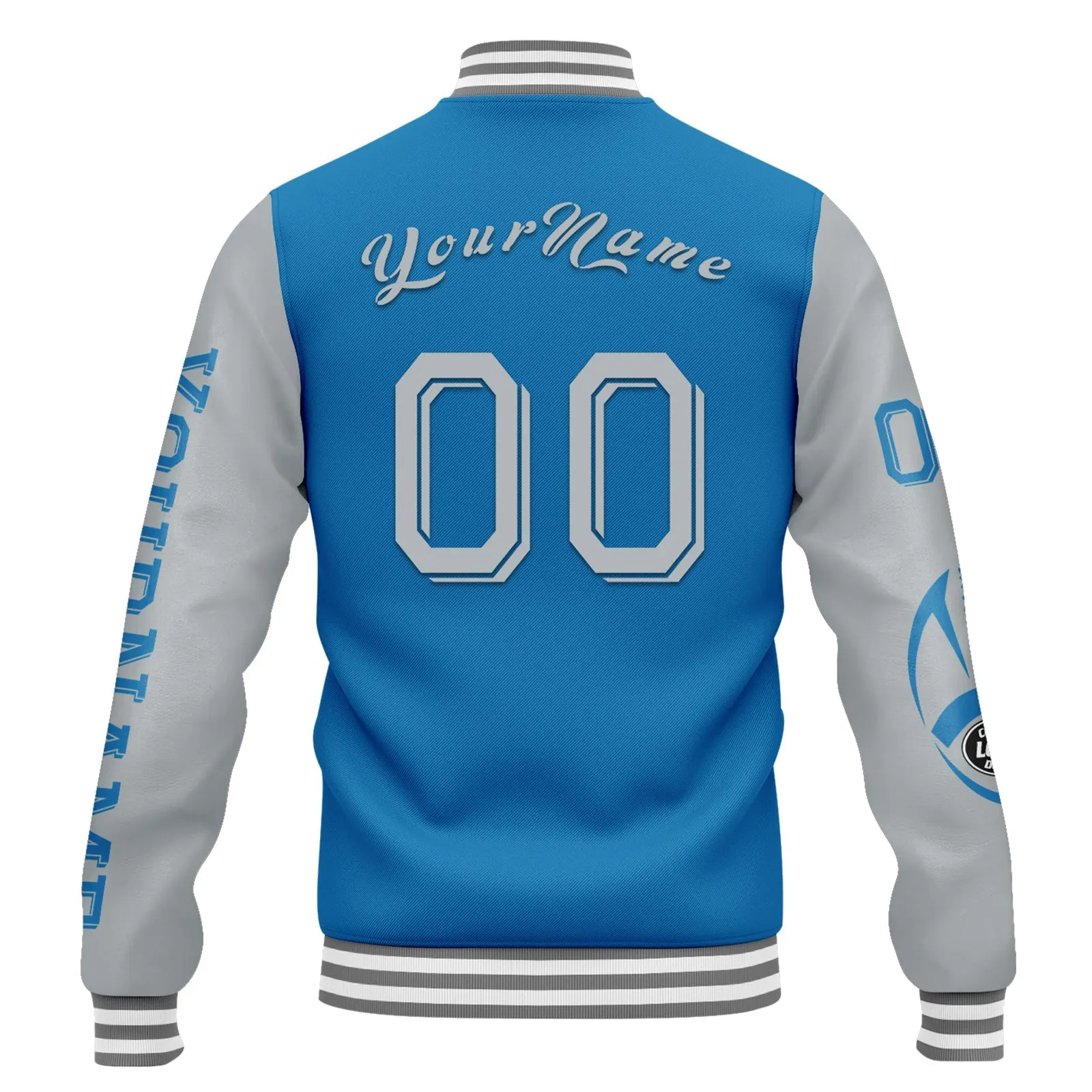 Gift Ideas,Custom Blue Gray Detroit Jacket and Sports Shoes Combo Offer Personalized Combo ZH-D020294-11