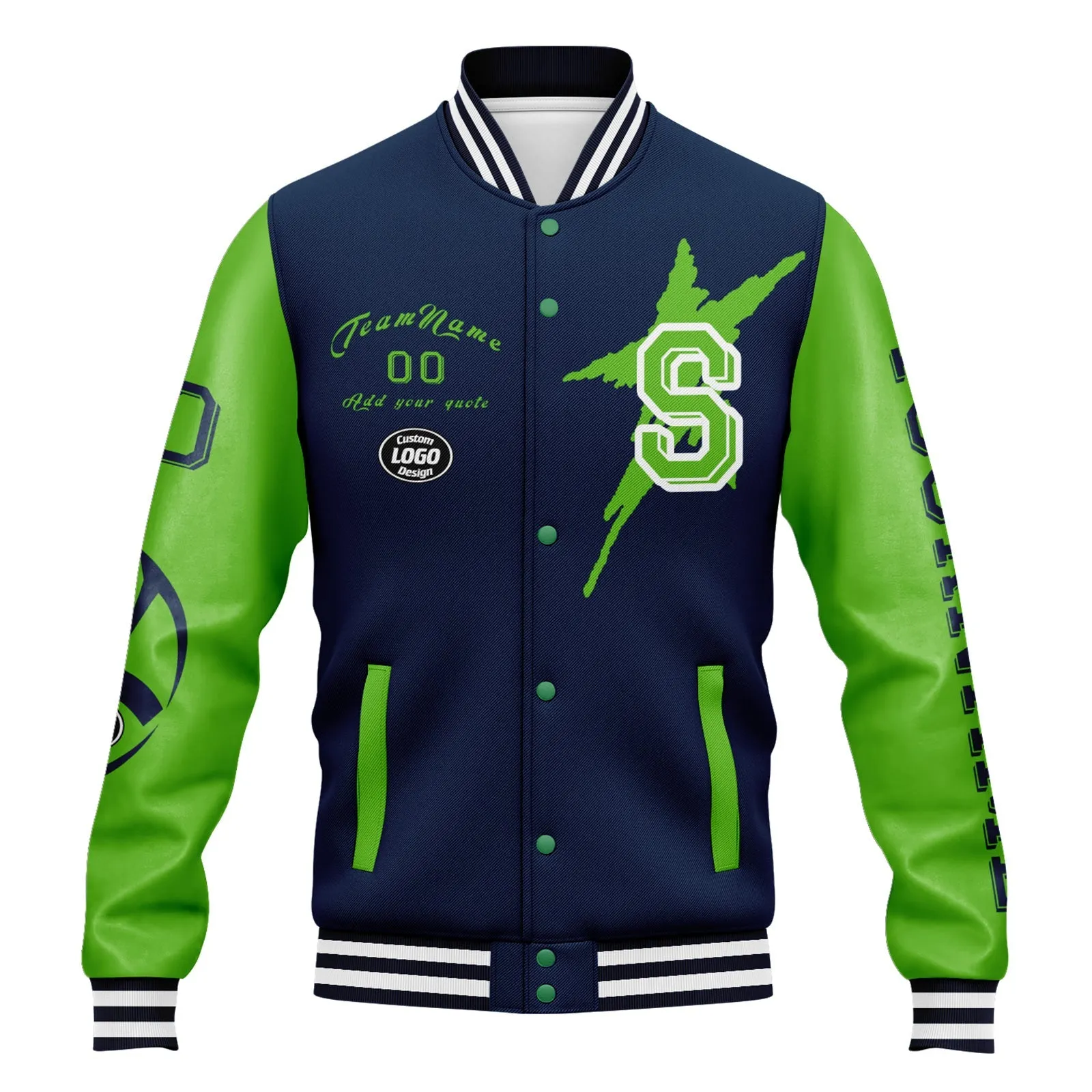 Gift Ideas,Custom Blue Green Seattle Jacket and Sports Shoes Combo Offer Personalized Combo ZH-D020294-27