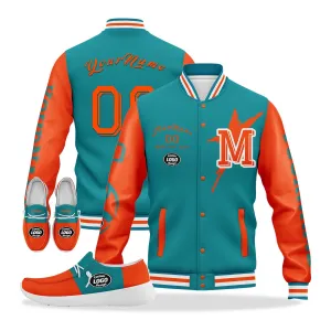 Gift Ideas,Custom Blue Orange Miami Jacket and Sports Shoes Combo Offer Personalized Combo ZH-D020294-24