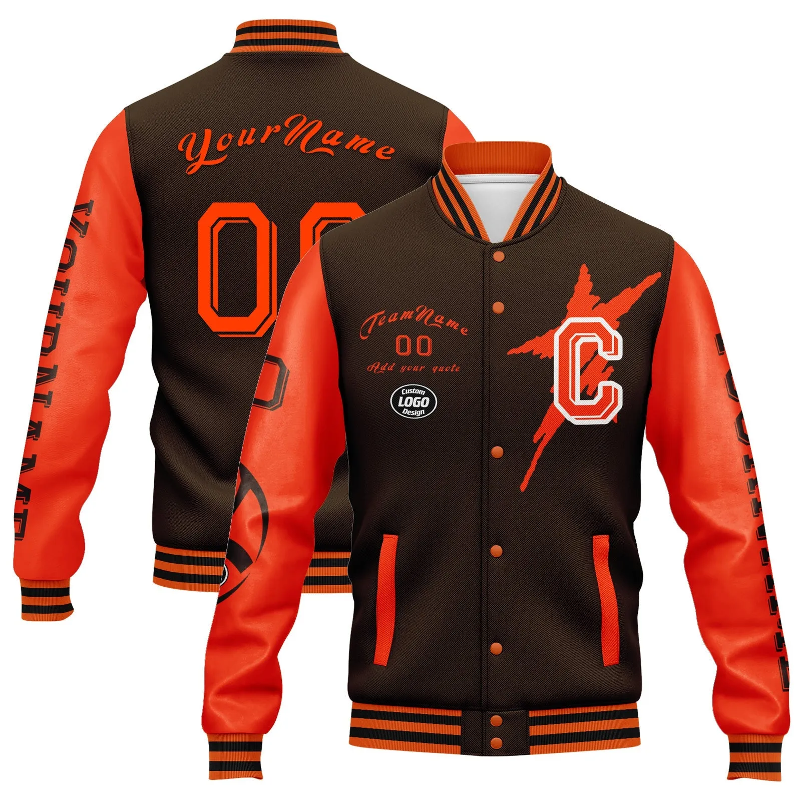 Gift Ideas,Custom Brown Orange Cleveland Jacket and Sports Shoes Combo Offer Personalized Combo ZH-D020294-8