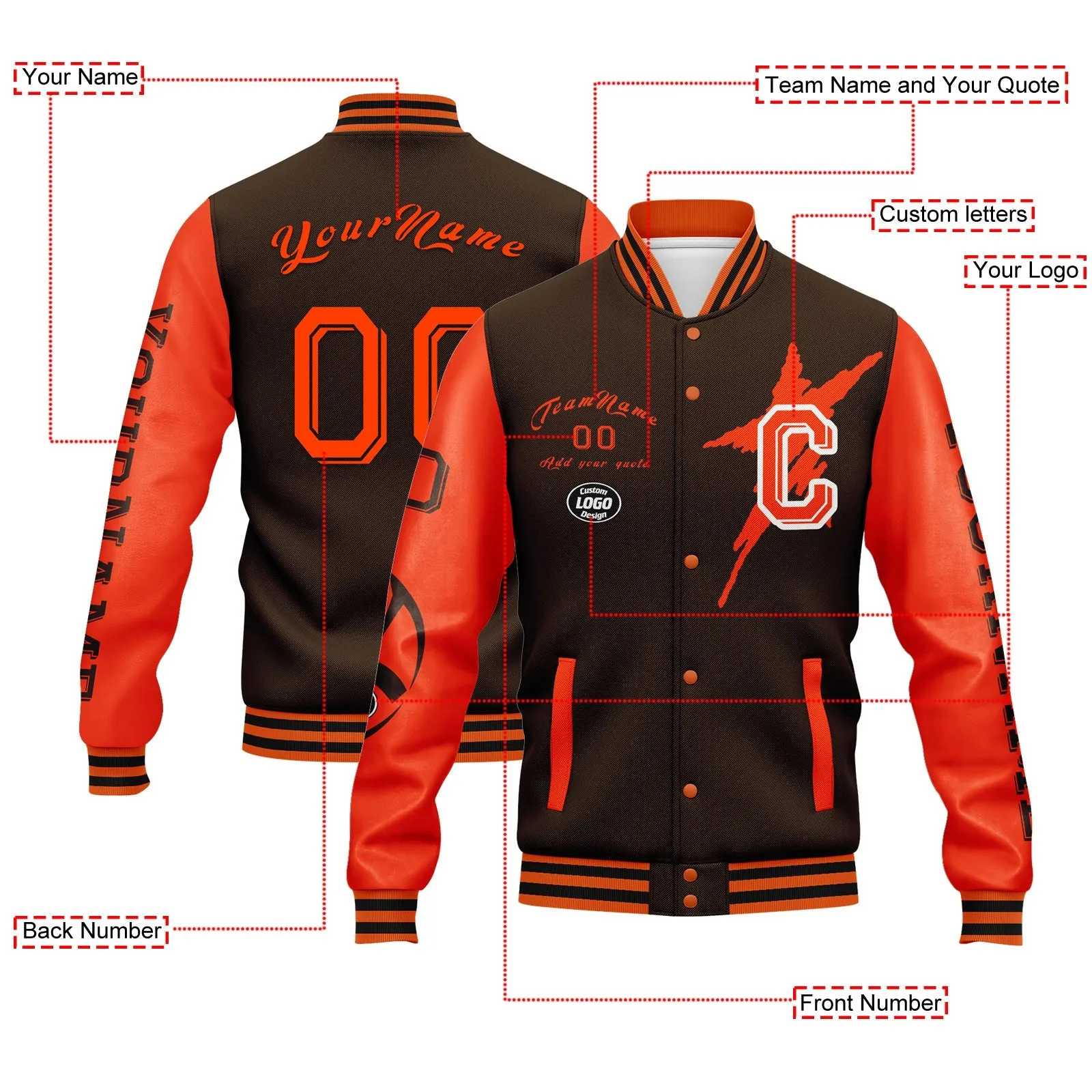 Gift Ideas,Custom Brown Orange Cleveland Jacket and Sports Shoes Combo Offer Personalized Combo ZH-D020294-8