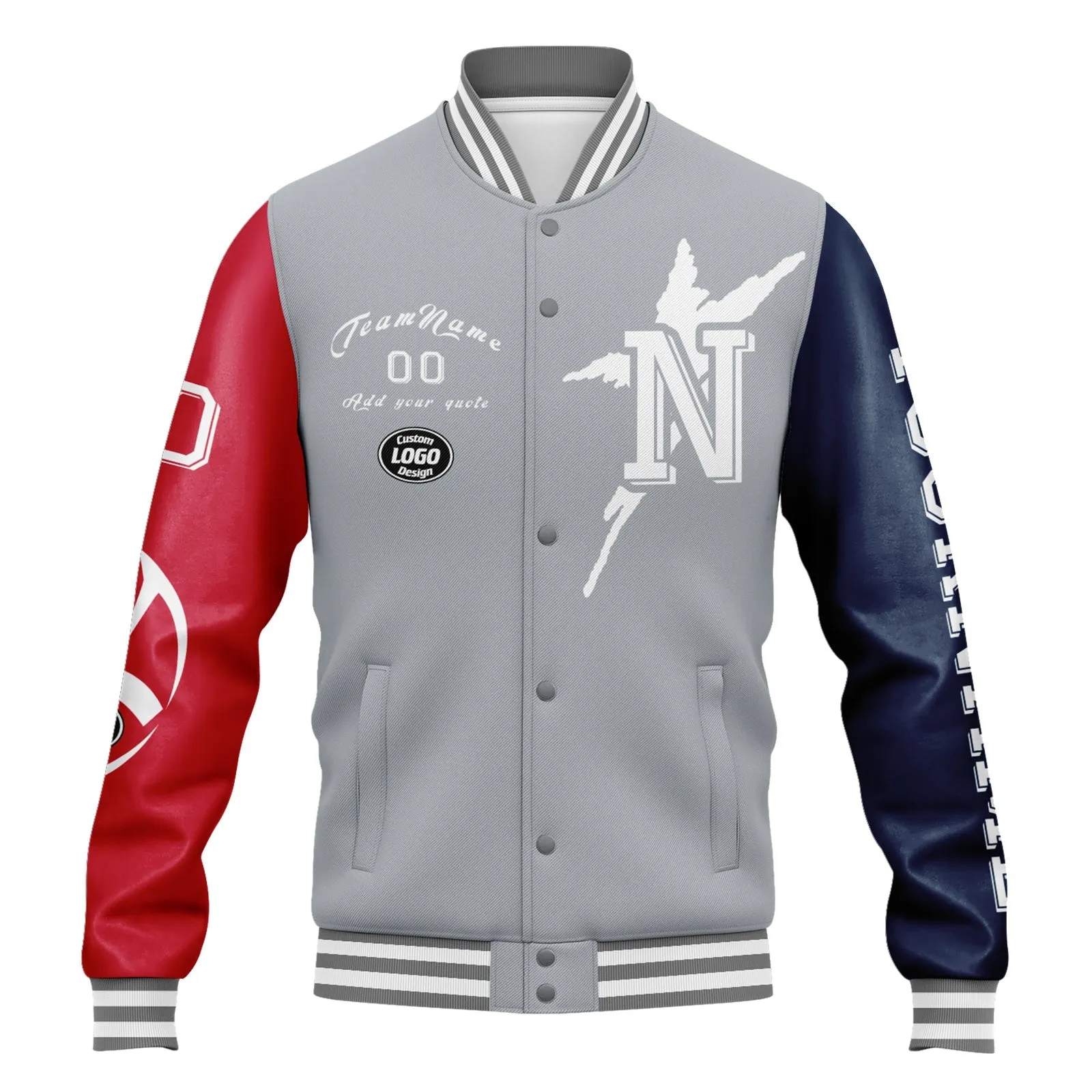 Gift Ideas,Custom Gray Red Blue New England Jacket and Sports Shoes Combo Offer Personalized Combo ZH-D020294-26
