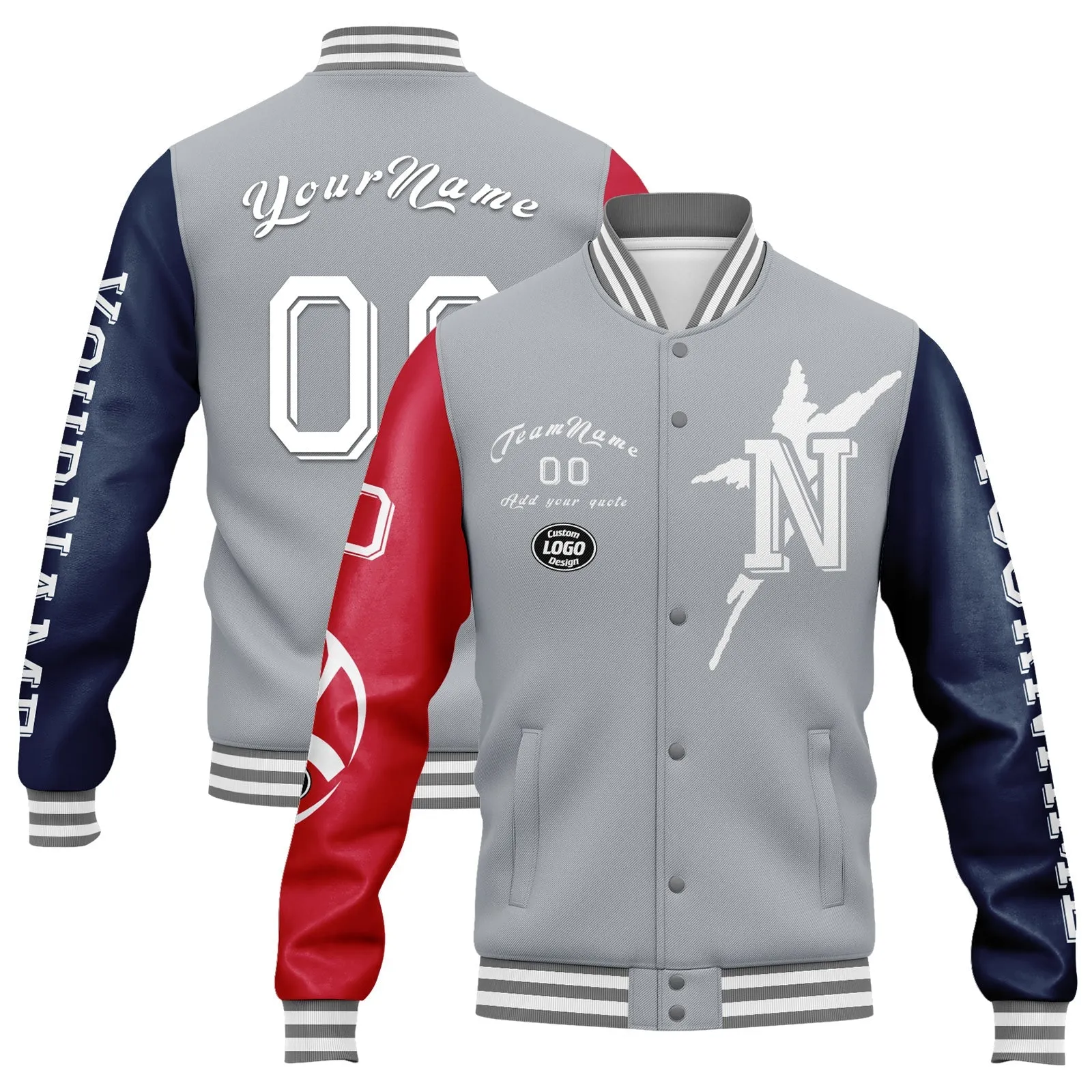 Gift Ideas,Custom Gray Red Blue New England Jacket and Sports Shoes Combo Offer Personalized Combo ZH-D020294-26