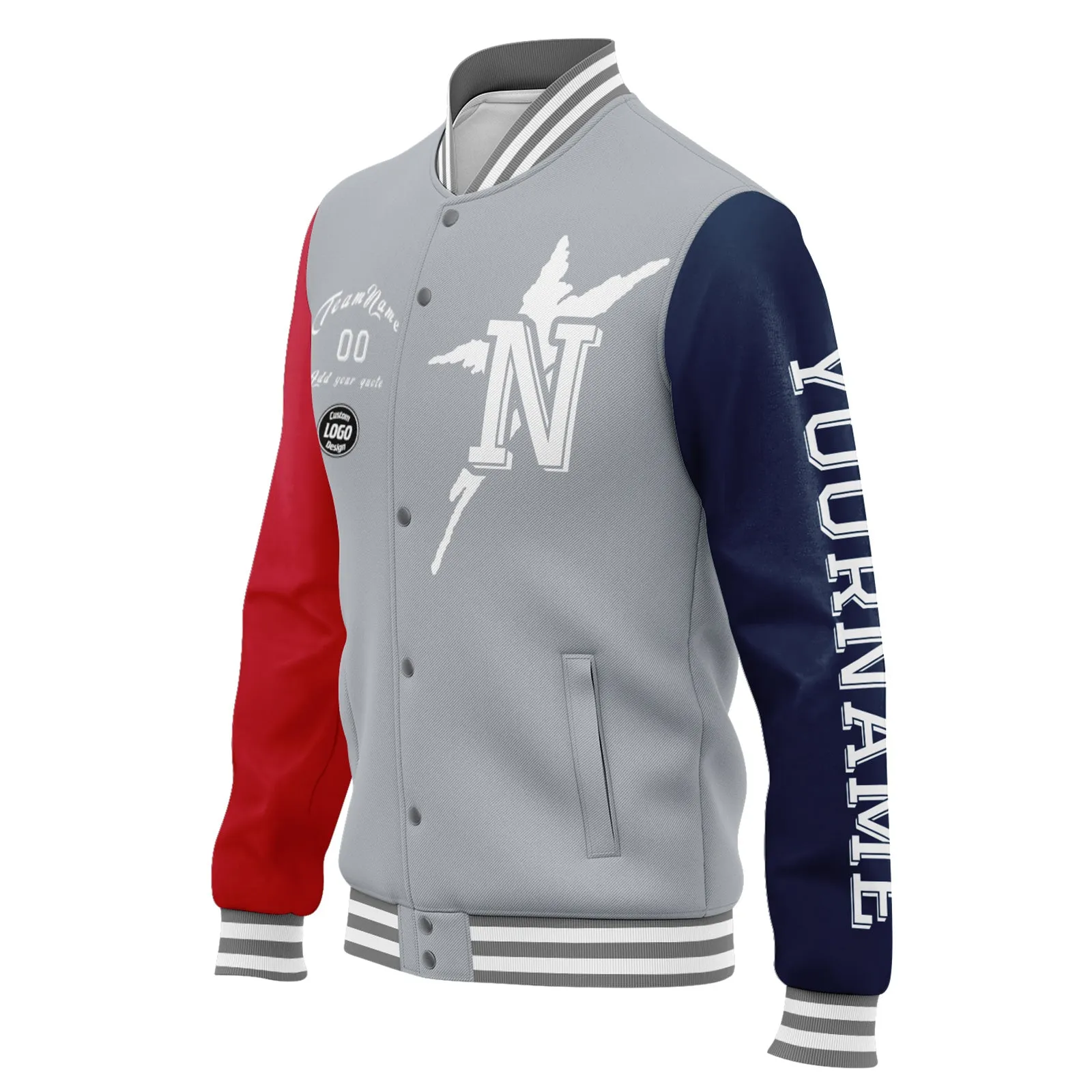 Gift Ideas,Custom Gray Red Blue New England Jacket and Sports Shoes Combo Offer Personalized Combo ZH-D020294-26
