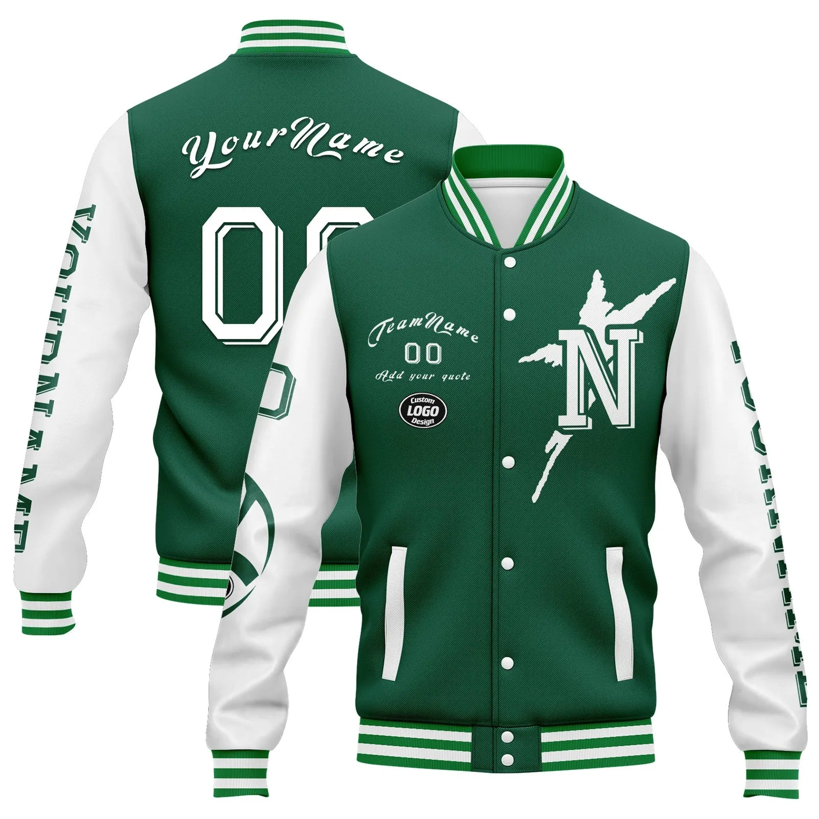 Gift Ideas,Custom Green White New York Jacket and Sports Shoes Combo Offer Personalized Combo ZH-D020294-28